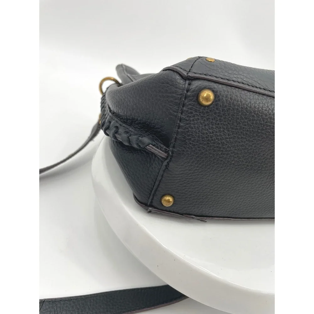 American Leather Co Luca Crossbody Bag Womens Medium Black Pebbled Leather Boho